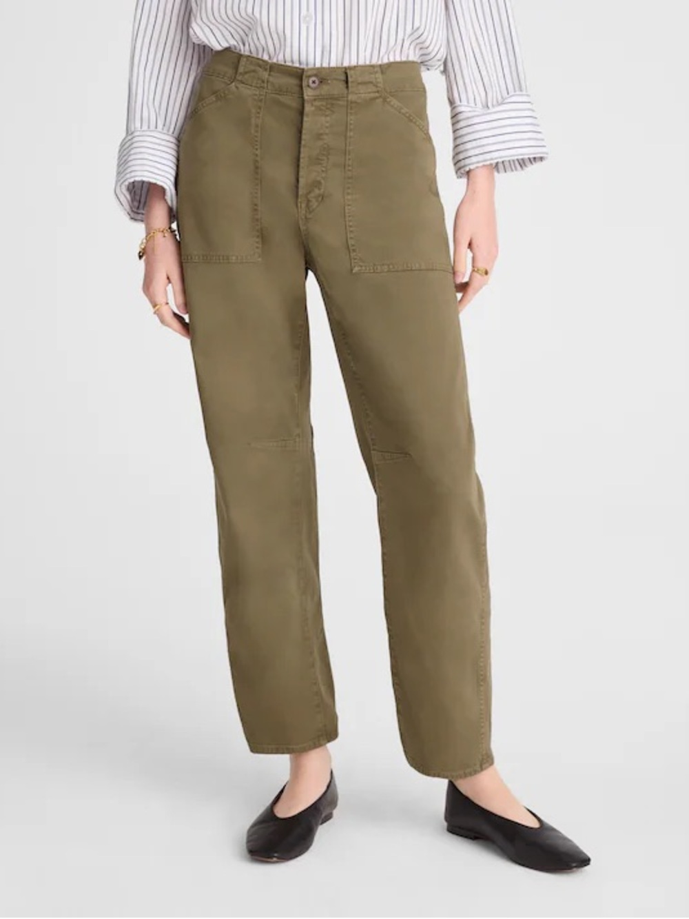 Madewell Darted Barrel-Leg Utility Pants Safari Khaki Size 27 NWT $128